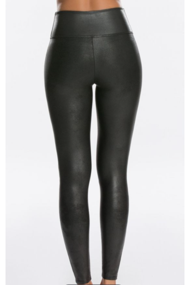 Soft Surroundings Skyler Faux Crackle Leather Ponte Black Leggings