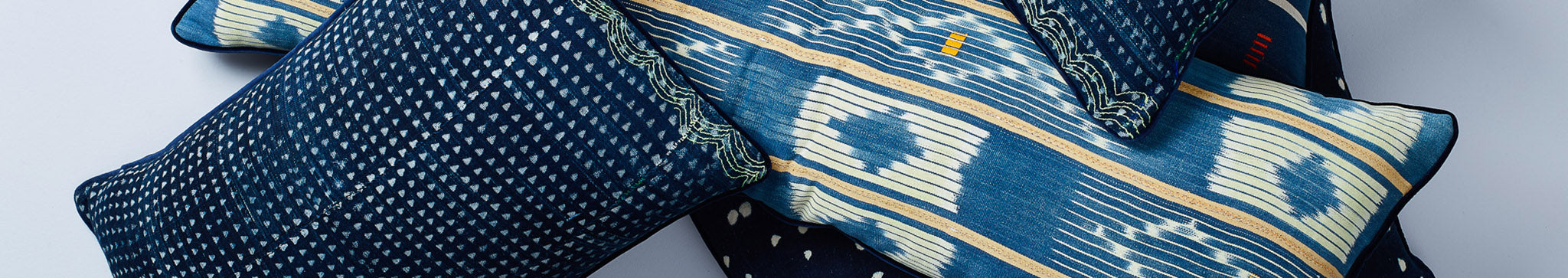 baulé ikat cushions banner nomad design