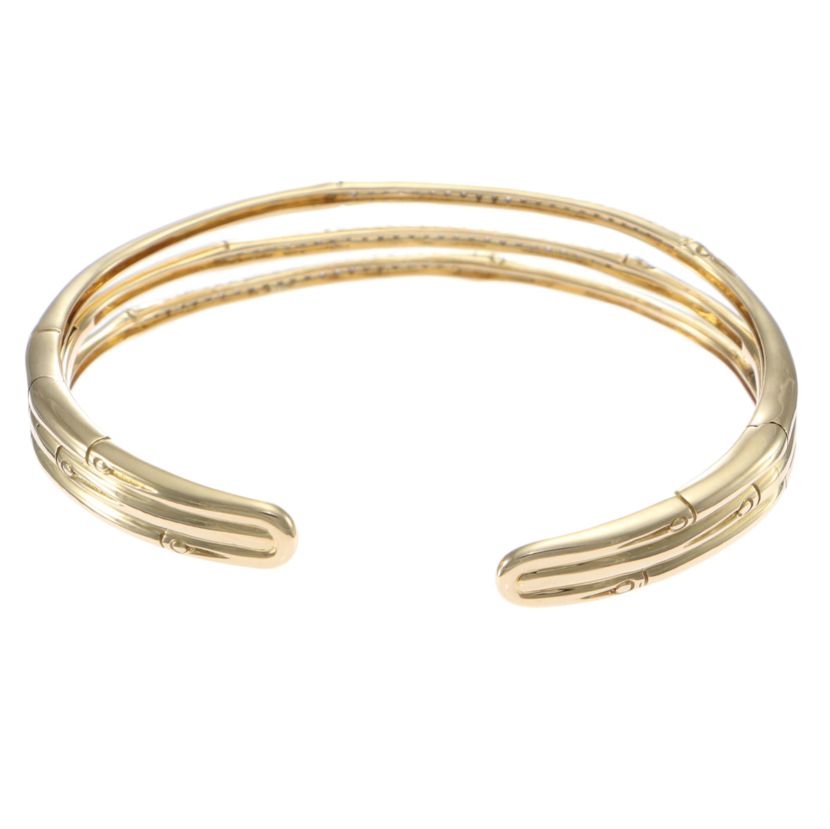 John Hardy Bamboo Split Flex Cuff Diamond Bracelet 18k Yellow Gold 1.3 ...