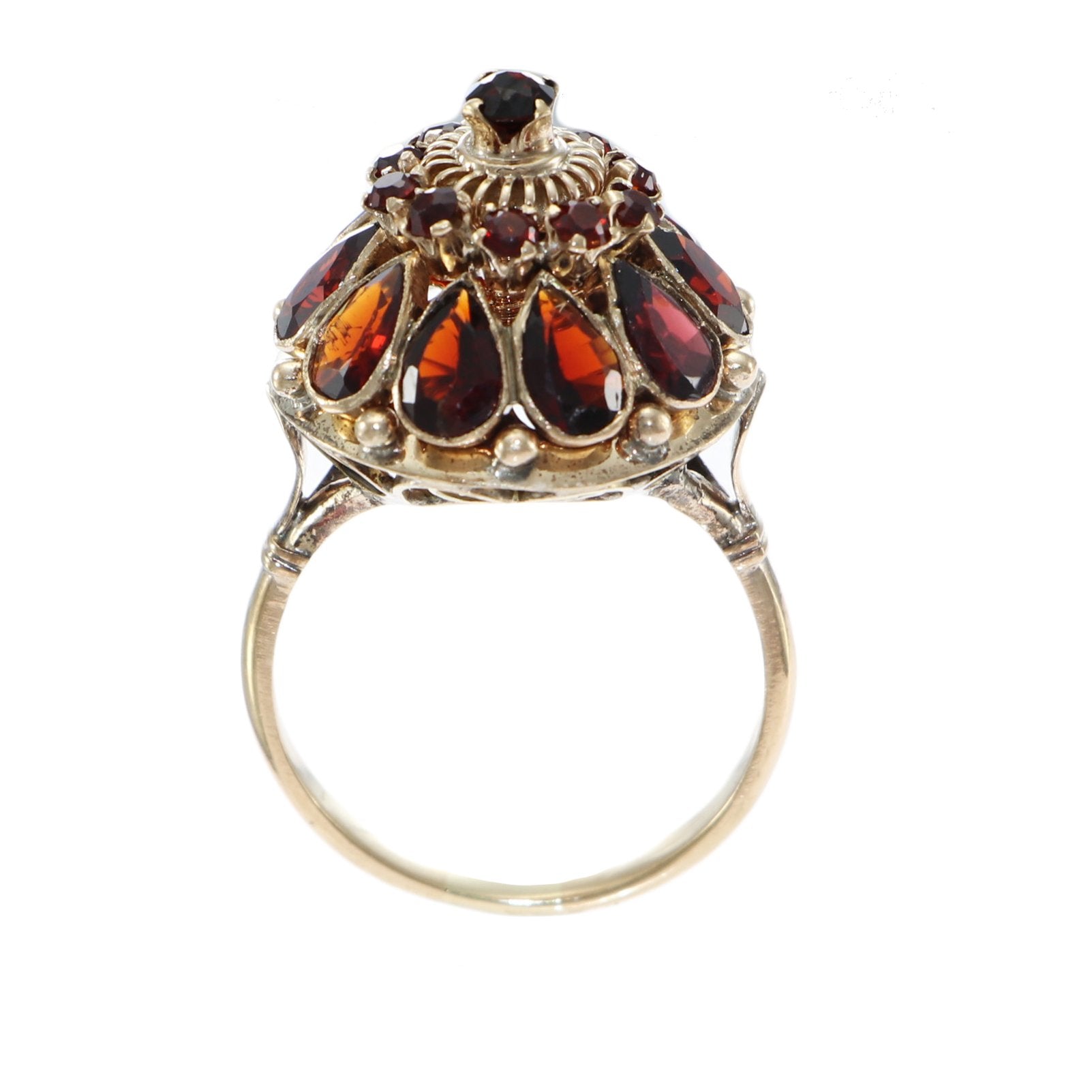 Harem Thai Princess Pear Garnet Ring Solid 14k Yellow Gold – The ...