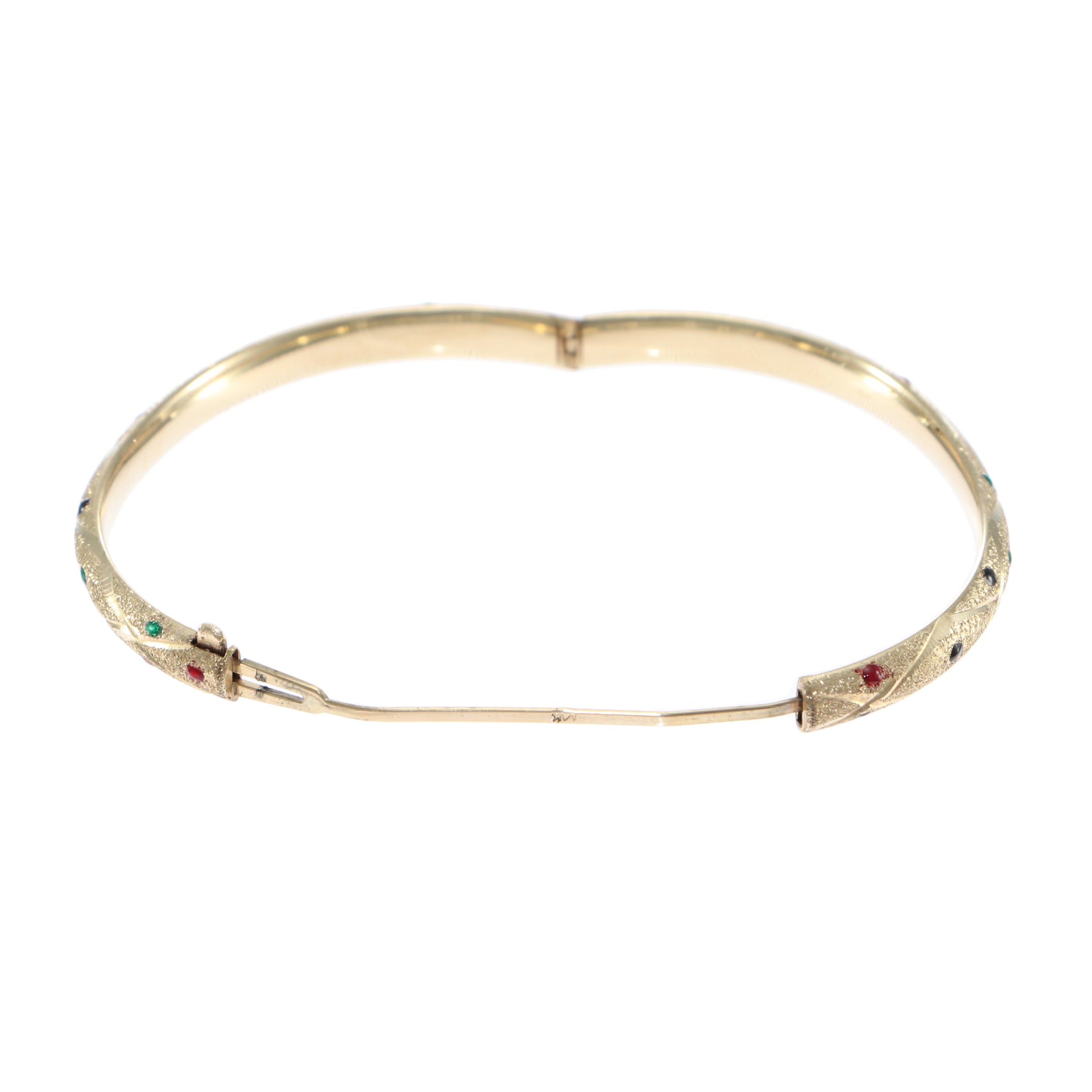 Baby Girl Rainbow Enamel Bangle Bracelet 14k Yellow Gold 5.75inch 4.5g