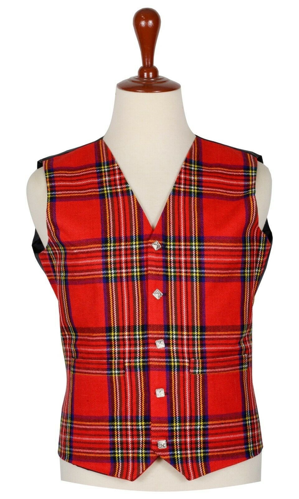 Traditional Scottish Royal Stewart 5 Buttons Tartan Waistcoat Plaid