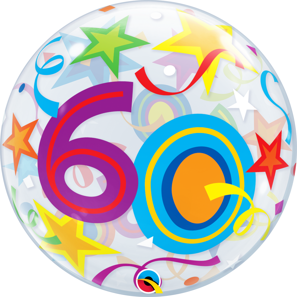 60th Birthday Bubble Balloon with Brilliant Stars ...