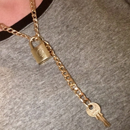 Louis Vuitton Repurposed Vintage Lock & Key Necklace