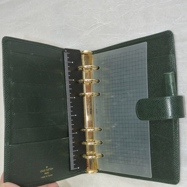 Louis Vuitton Dark Green Taiga Six-Ring Agenda Cover