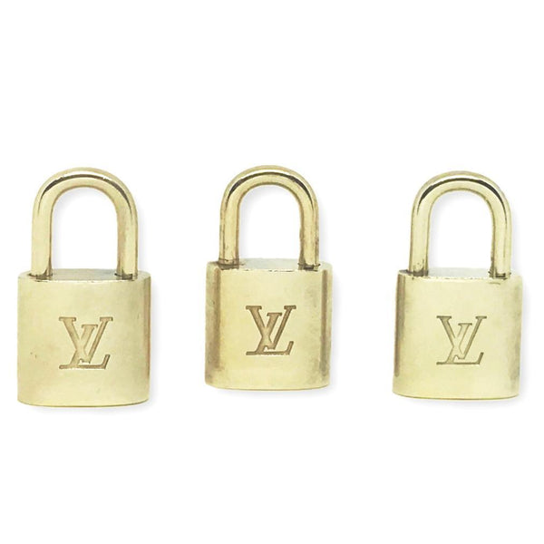 LOUIS VUITTON PadLock Lock & Key Brass Gold Authentic Number 318 No Key  (open)