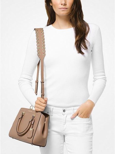 Michael Kors Brown Leather Riveted Shoulder Strap – Just Gorgeous ...