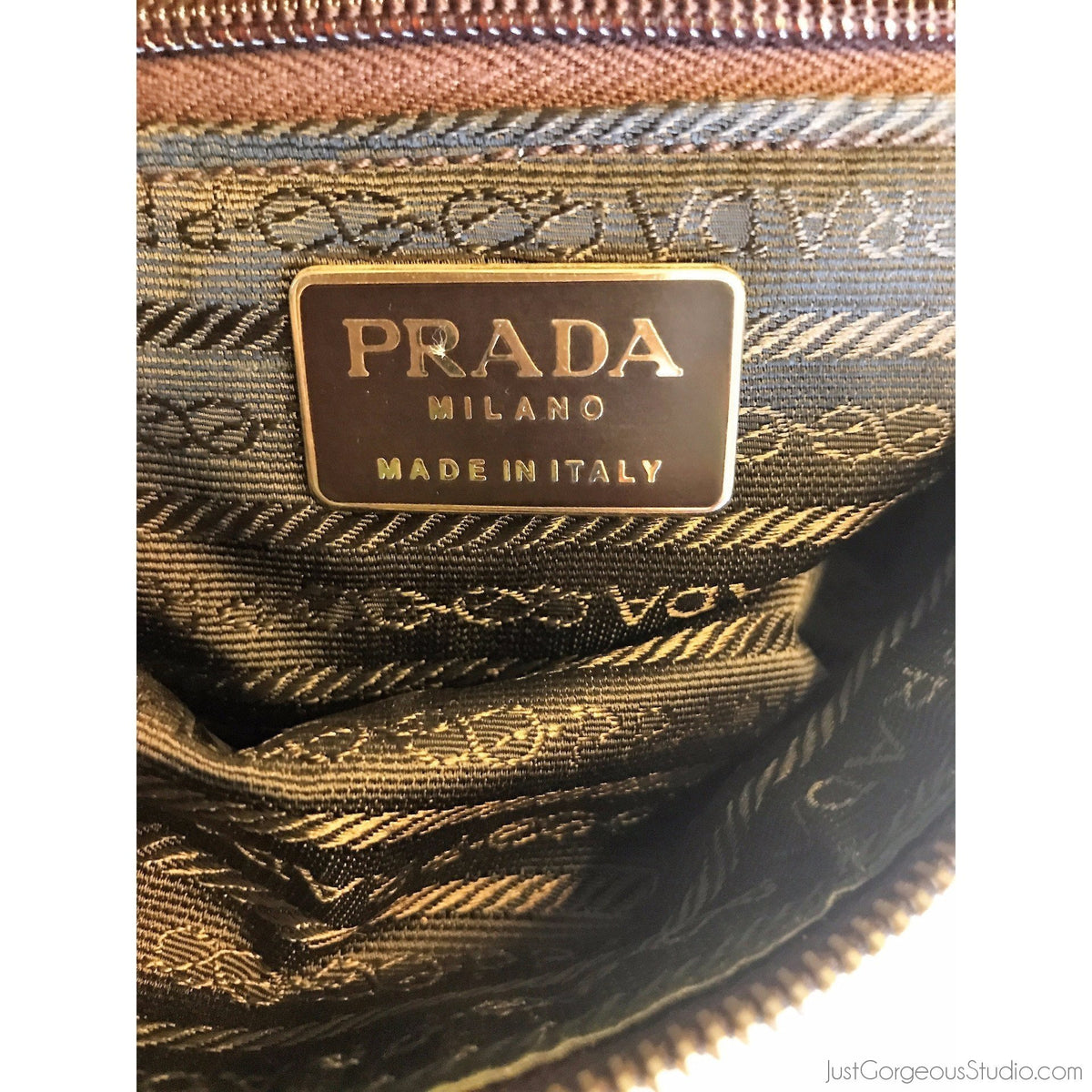 Prada Tessuto Shoulder Bag (brown) – Just Gorgeous Studio | Authentic ...