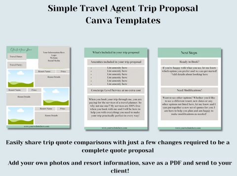 travel agent trip proposal customizable template