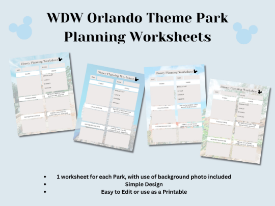 travel agent client park planning worksheets