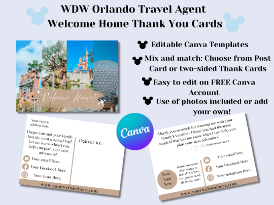 thank you cards disney travel agent templates