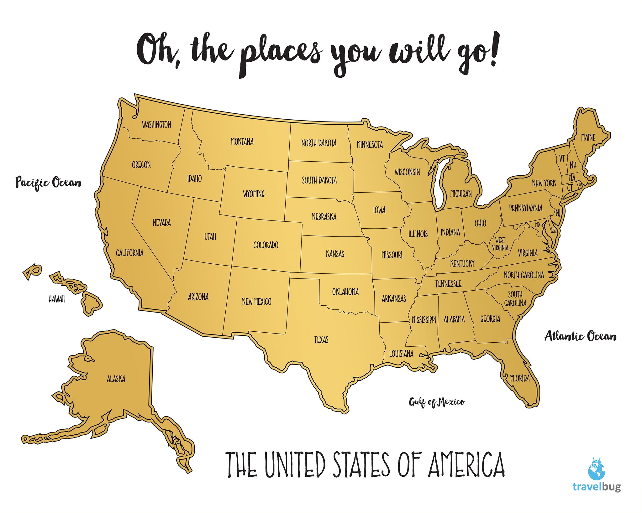 Watercolor United States of America Scratch Off Map | PERFECT GIFT for
