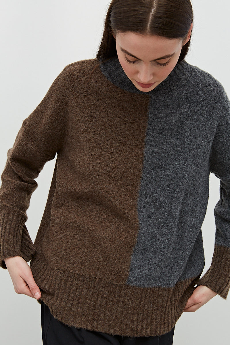 Color Block Sweater I dark umber