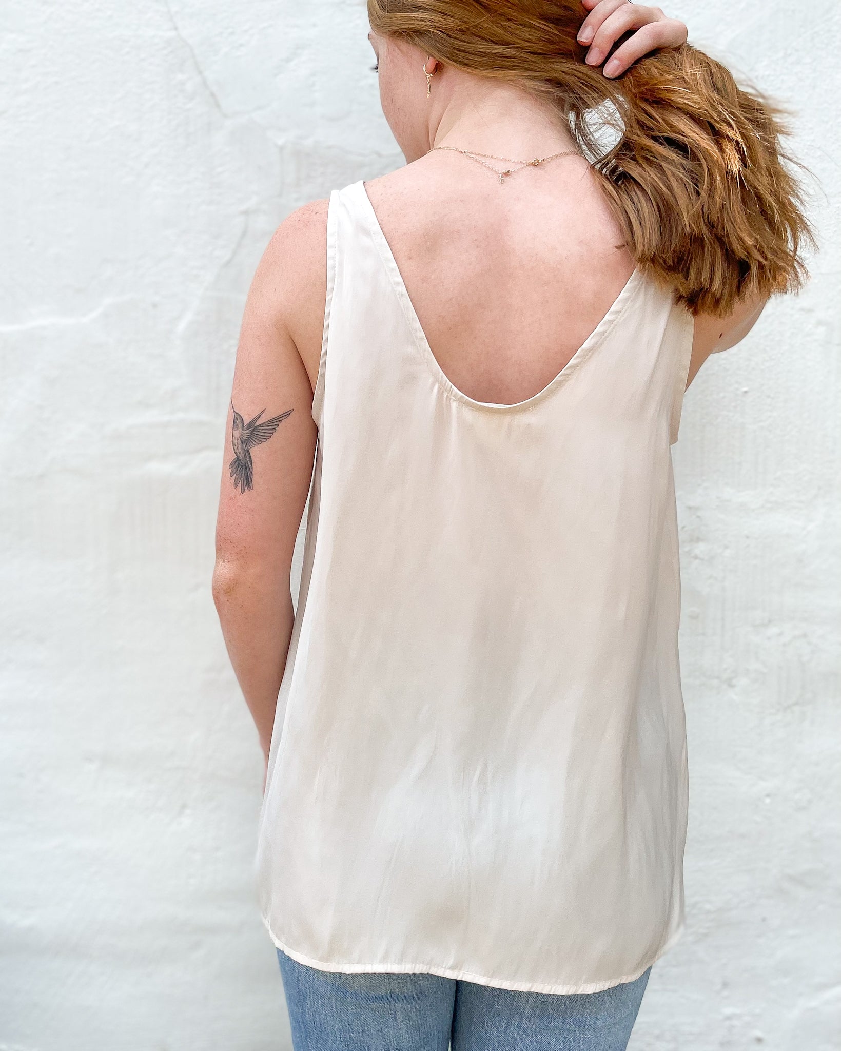 Basic Satin Tank I bone