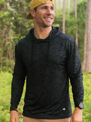 Black Camo Performance Hoodie - with UPF 50 Sun Protection Burlebo - The Blinged Buck