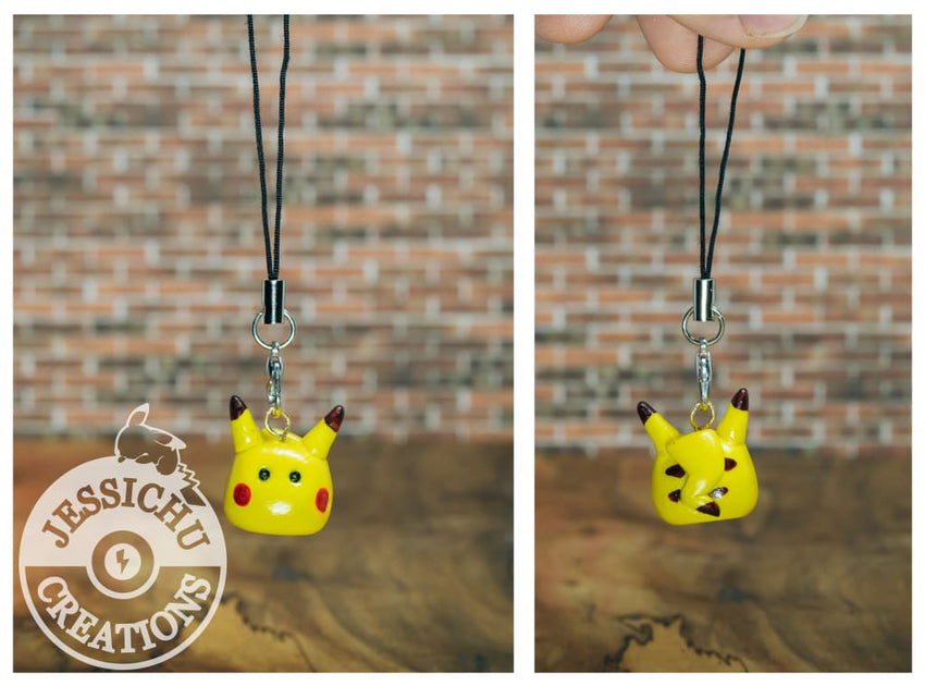 Pikachu Figurine Pokemon Keychain Phone Strap In Golden