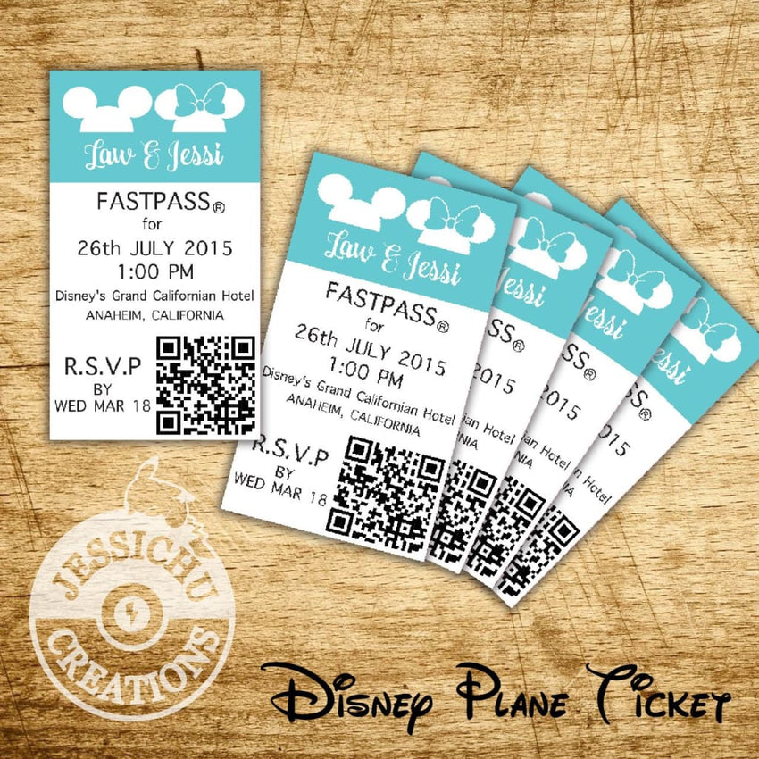 Plane Ticket Fastpass Wedding Invitation Programs Save The