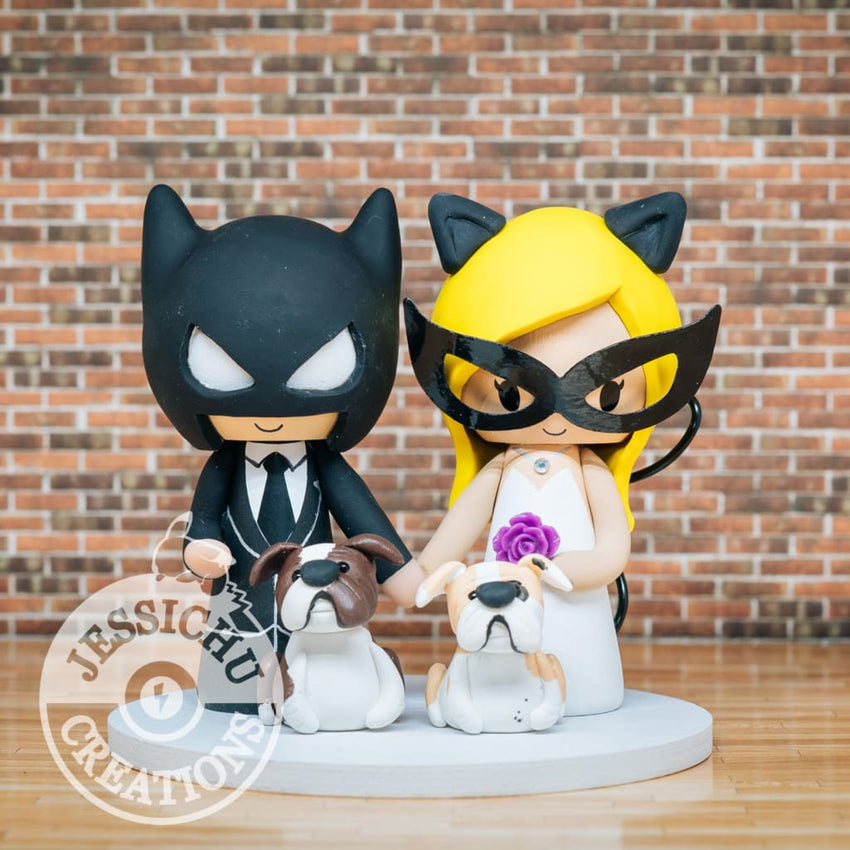 Batman Groom & Catwoman Bride - DC Inspired Wedding Cake Topper | Wedding  Cake Toppers | Jessichu Creations