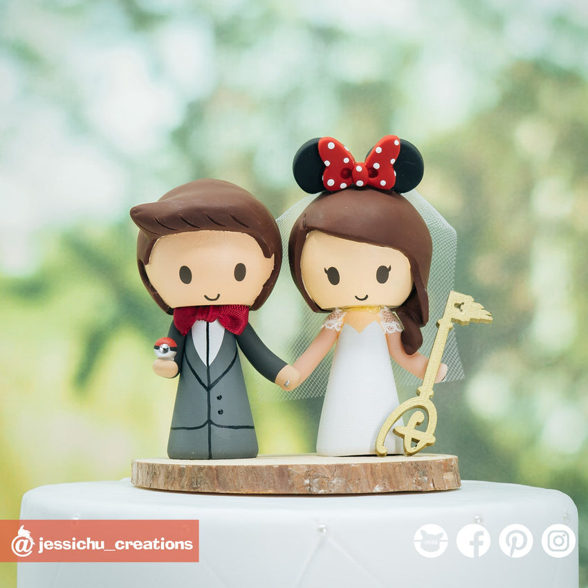 Pokemon Fan Groom Disney Bride Custom Handmade Wedding Cake