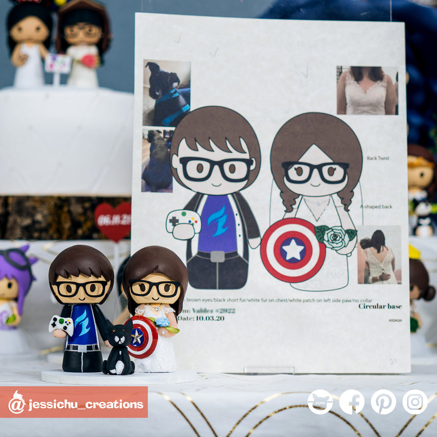 Dallas Fuel Gamer Groom &amp; Captain America Bride Inspired Marvel Custom Handmade Wedding Cake Topper | Wedding Cake Toppers | Cake Topper Gallery | Jessichu Creations
