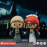 HP Hufflepuff & Slytherin | Harry Potter | Custom Handmade Wedding Cake Topper Figurines | Jessichu Creations