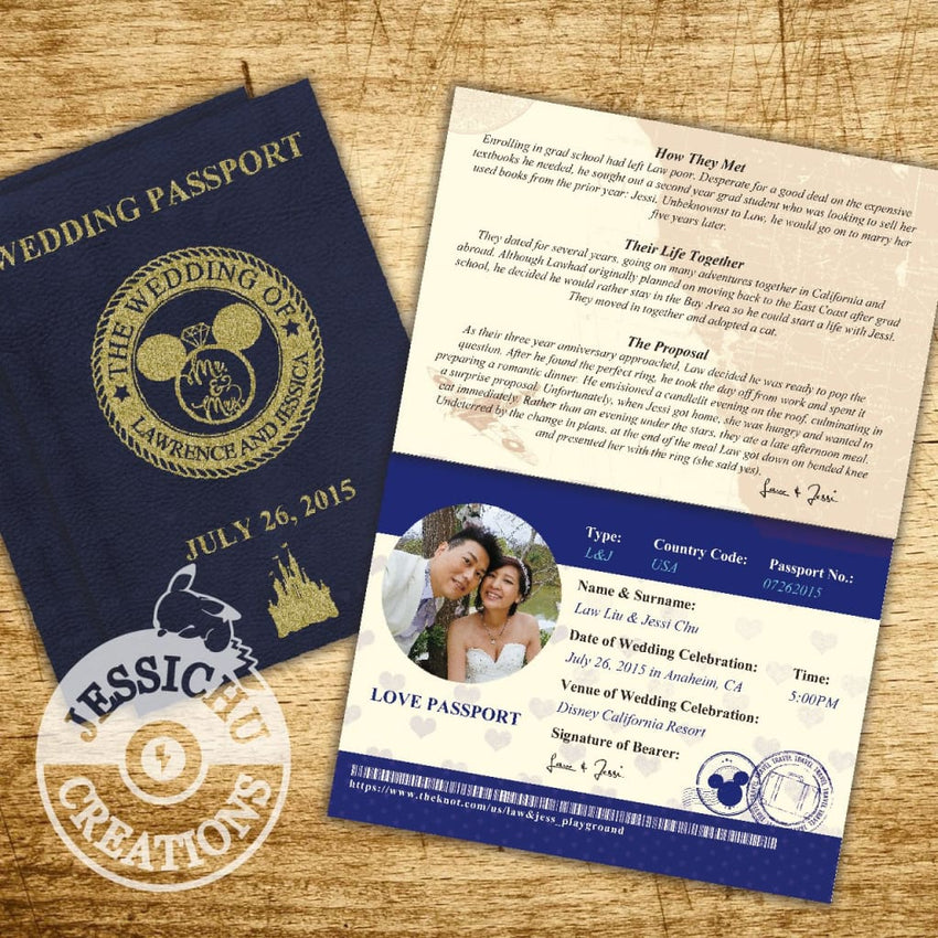 Disney Themed Passport Ticket Wedding Invitation Programs Save