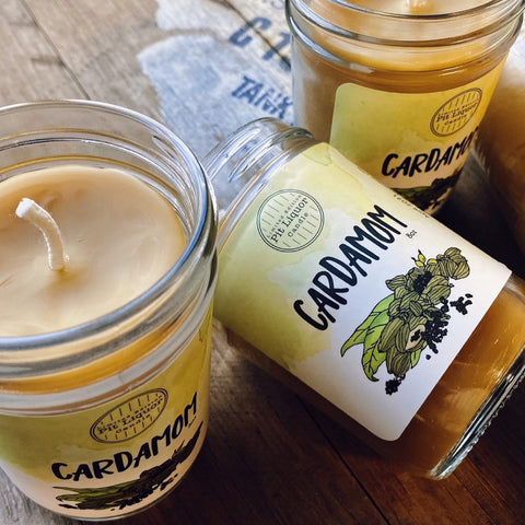 Pit Liquor's naturally scented, 100% pure beeswax Cardamom candle