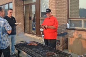 Leo making steaks