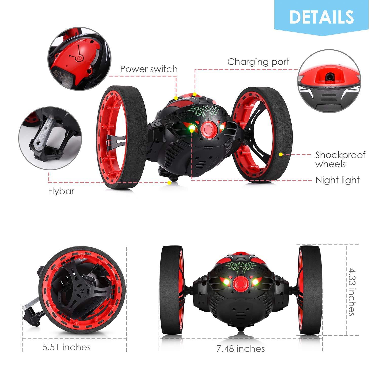 leaping dragon rc bounce car with led laser night lights