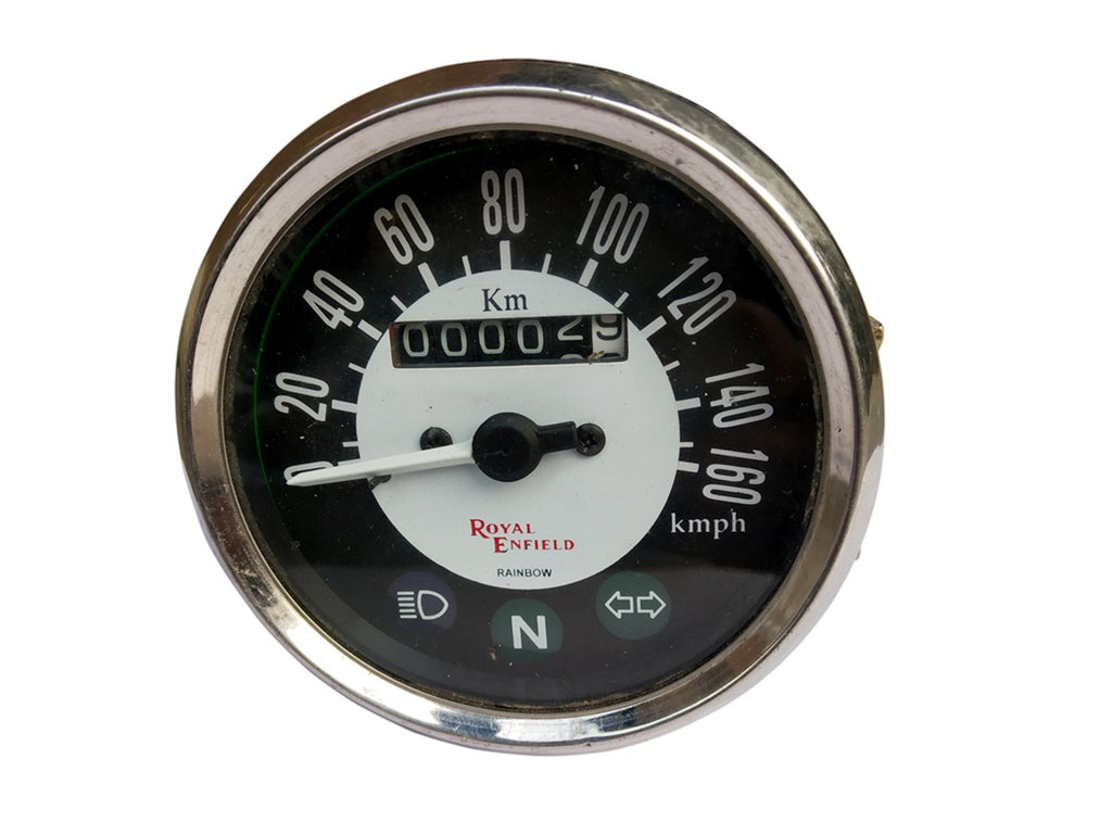 Chrome Speedometer Black & White Face Royal Enfield 0-160 ...