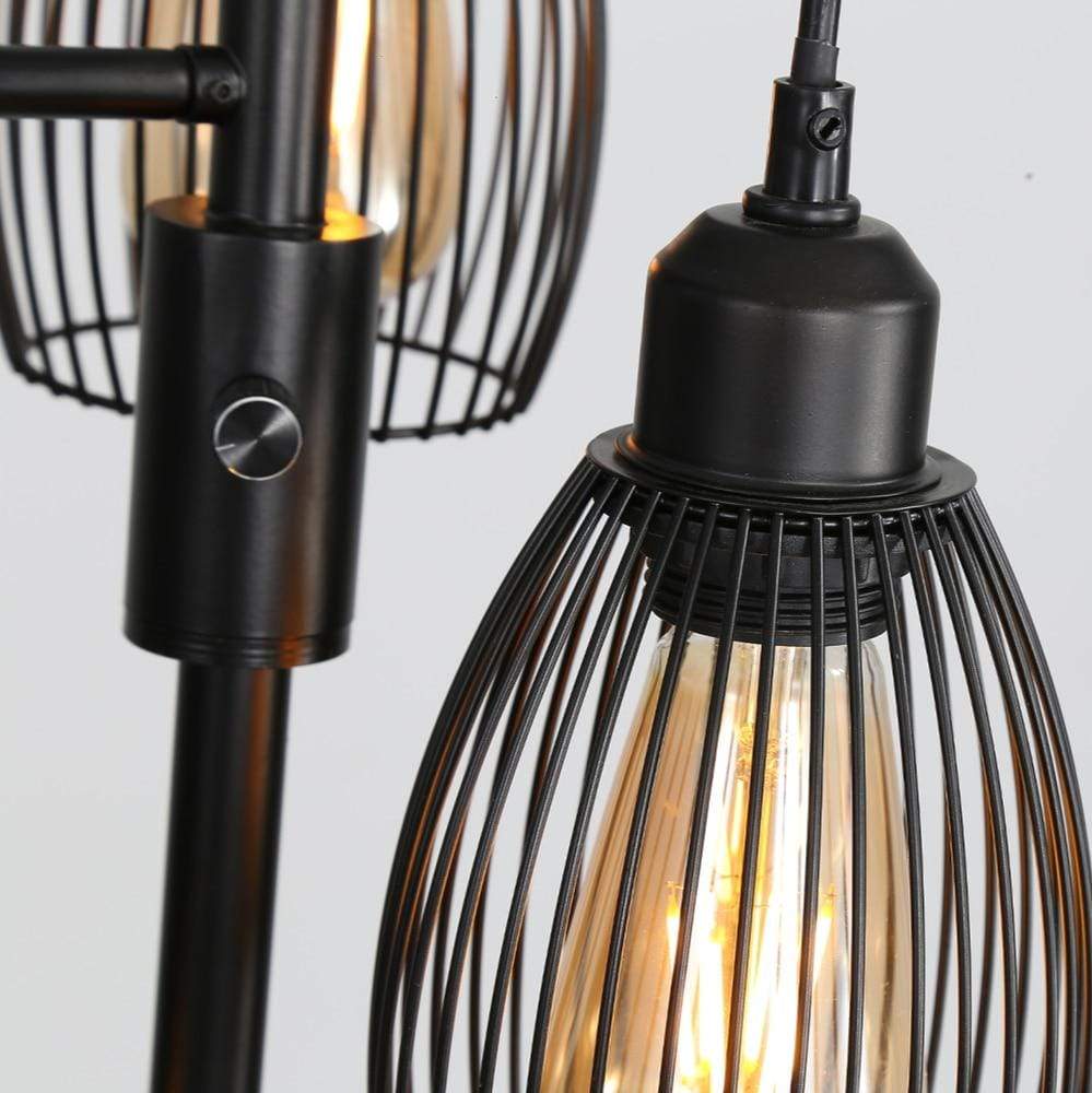Maan Jeugd ventilatie LED Industrial Floor Lamp With Vintage Hanging Lampshade