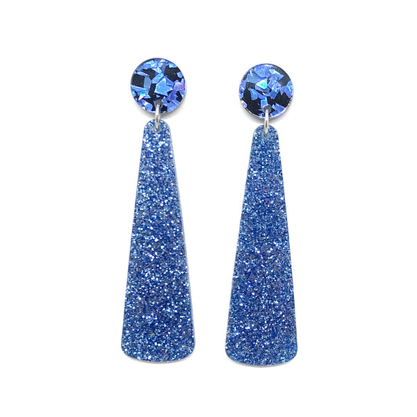 Chunky Blue Glitter Long Drop Earrings – Snafu Design