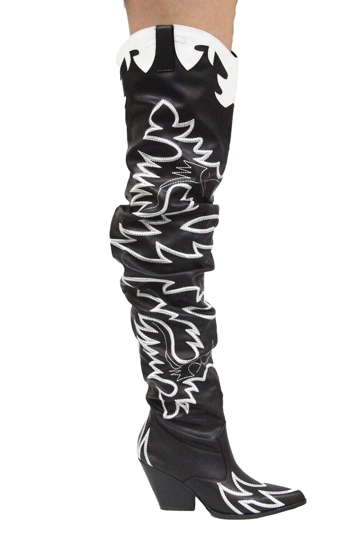 black thigh high cowboy boots