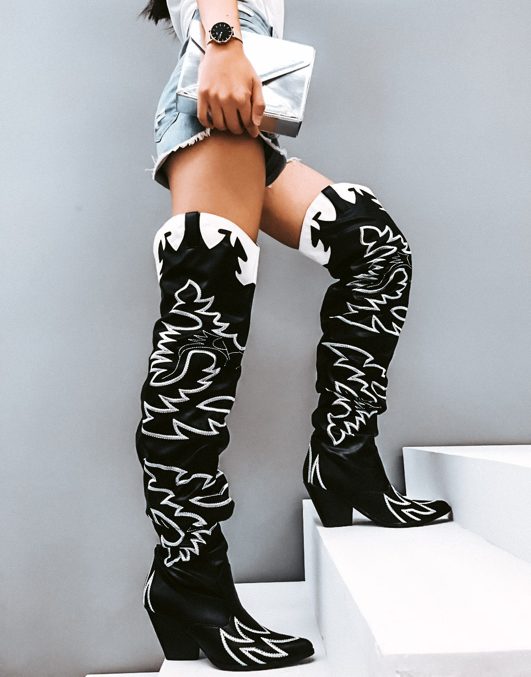 cowboy thigh high boots