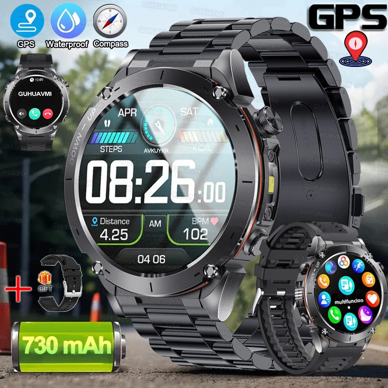 Fine Steel Waterproof Android Round Shaped Amoled Screen Smartwatch