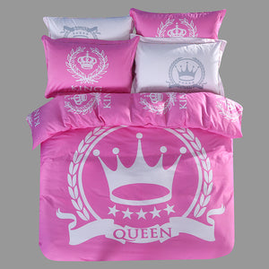 Pink White Solid Color Royal Bedding Sets Girls Queen King Series