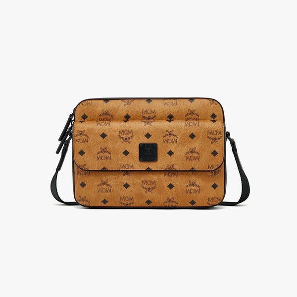 MCM Aren Sling Bag Visetos Cognac in Coated Canvas with Gold-tone - US