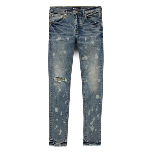 Purple Brand Skinny Fit Jeans In Paint Over Light Bleach Jacquard