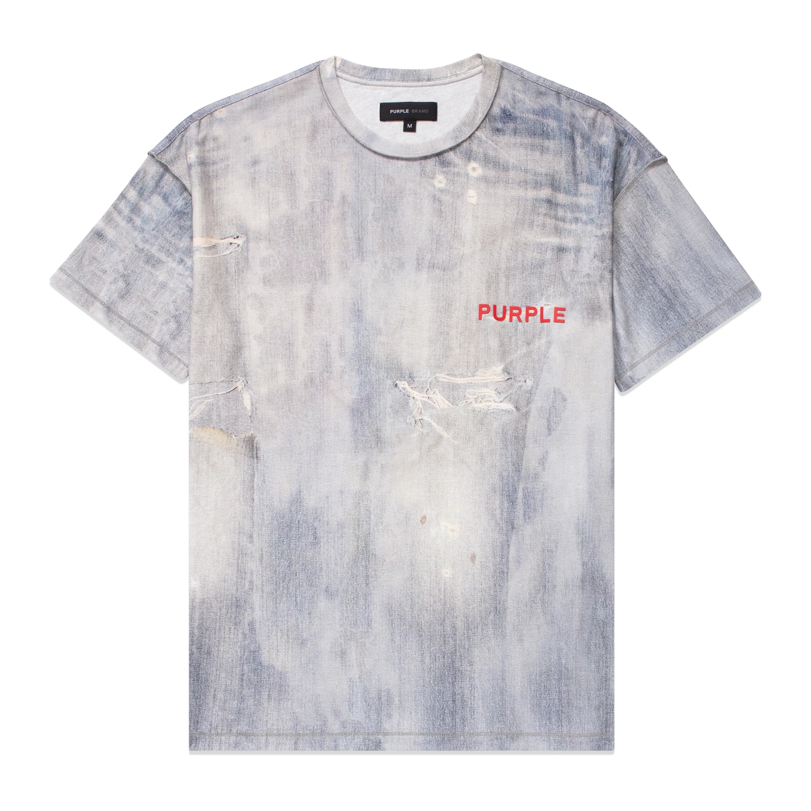 PURPLE BRAND P104 JERSEY HEATHER GREY MULTI TIE DYE T-SHIRT