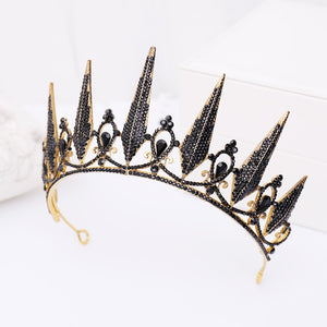 NEW ARRIVAL - Bossy Crown -  Black & Gold  Rhinestone Crystal Crown - Birthday Photoshoot Crown