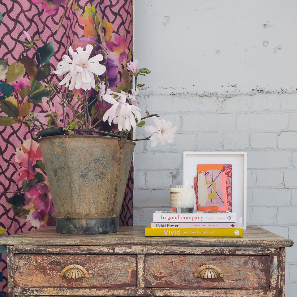 Vintage Metal Planter Bucket | Medium