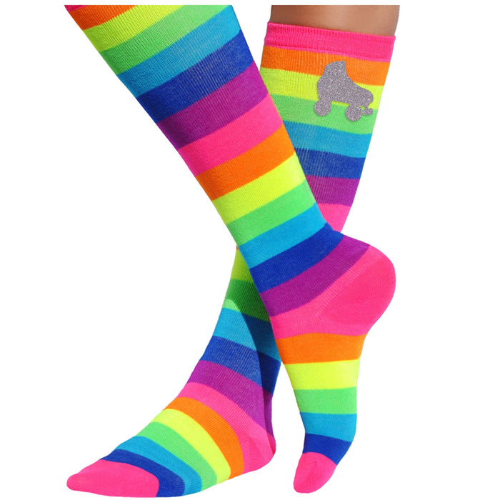 WOMENS GIRLS Kids TOE SOCKS Knee High Rainbow Stripe Party Costume Ball New  AU