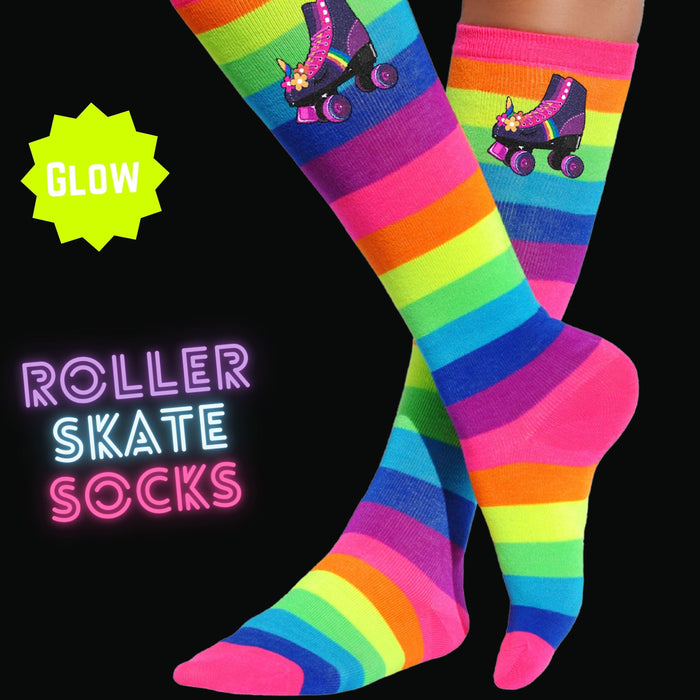 🎉 Shop Neon Rainbow Roller Skating Socks at Bubblegum Divas