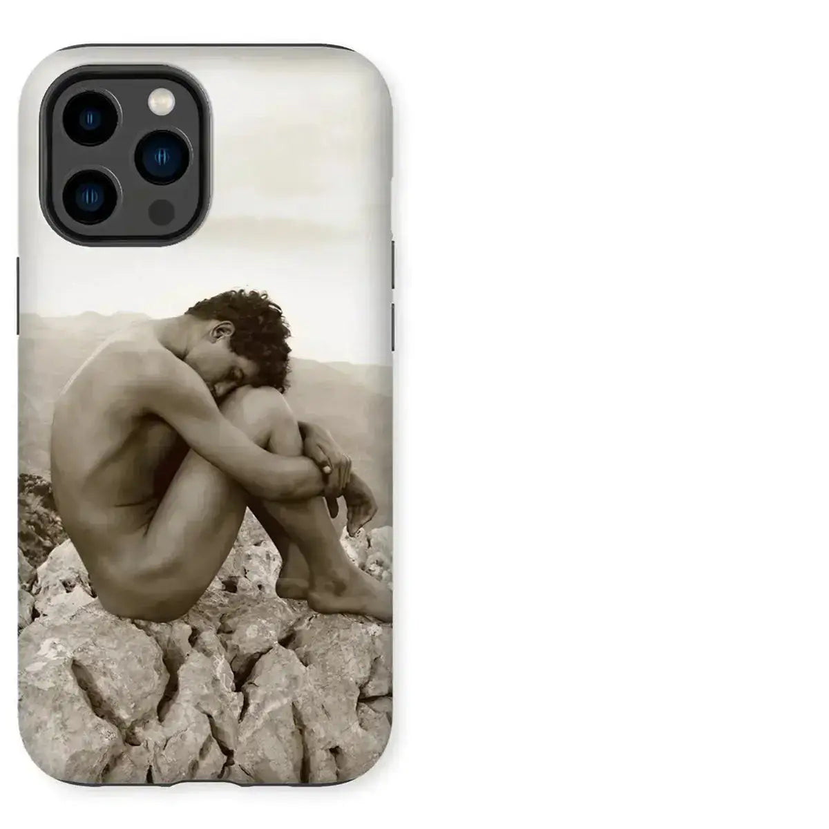 Male nude iPhone case featuring artistic nude male image for art history enthusiasts