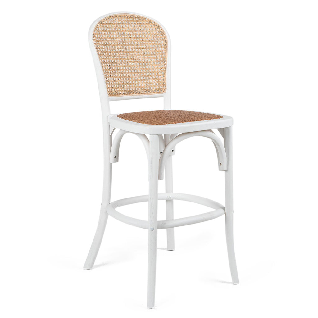 rattan stool white