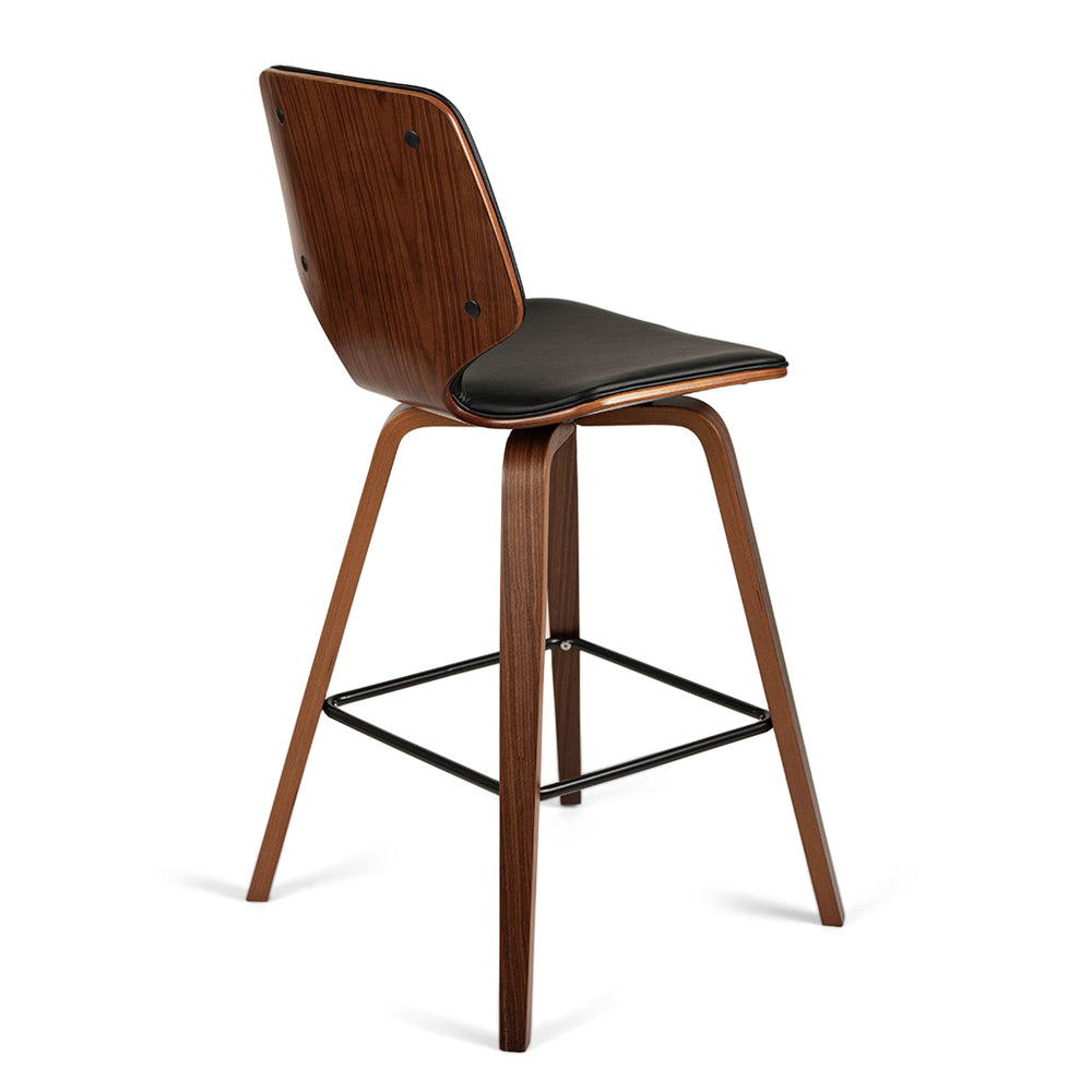 Justin Leatherette Bar Stool in Walnut/Black - Marc & Main