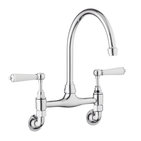 Traditional Kitchen Bridge Mixer Tap Metal Levers