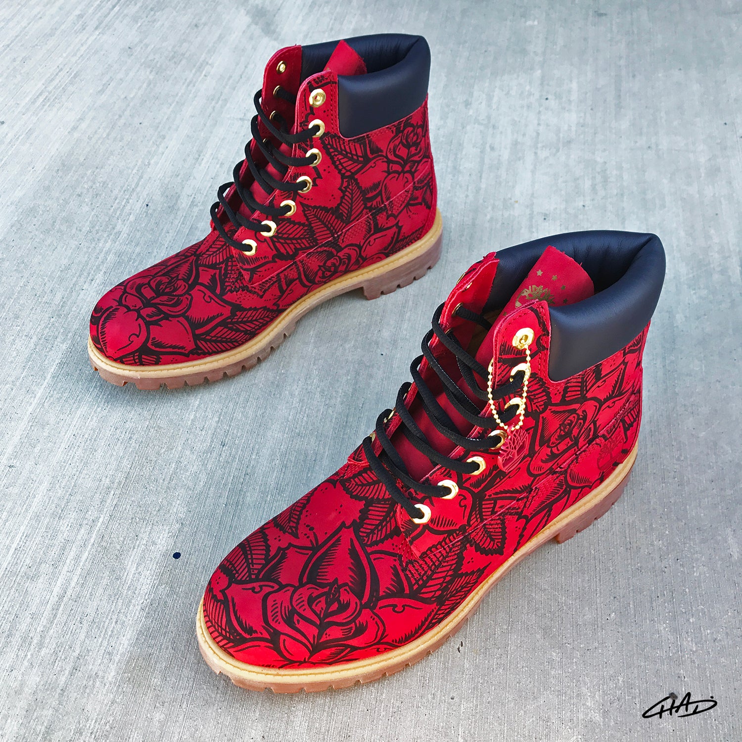 timberland boots with roses