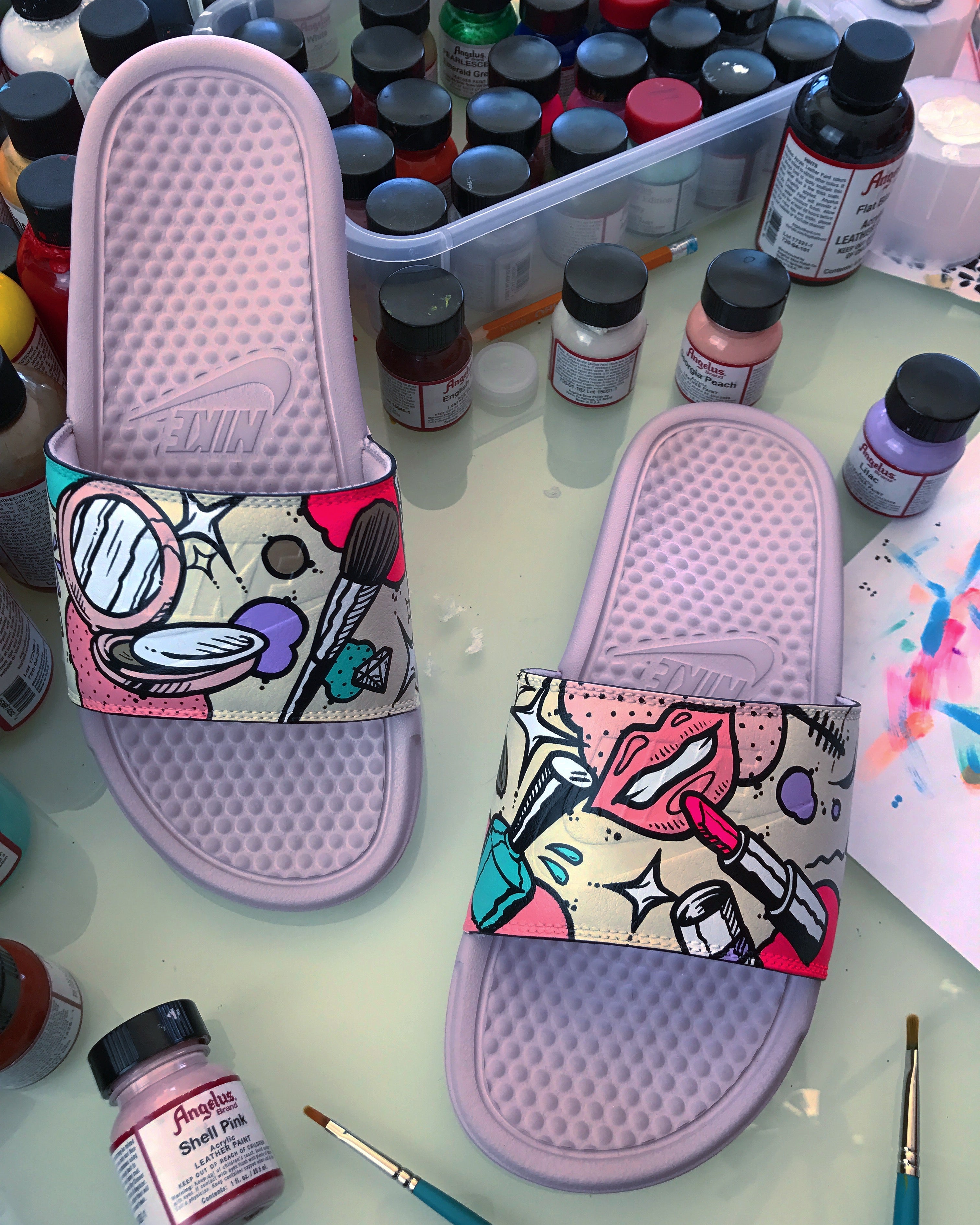 Hand Painted Nike Slides aka Sandals 