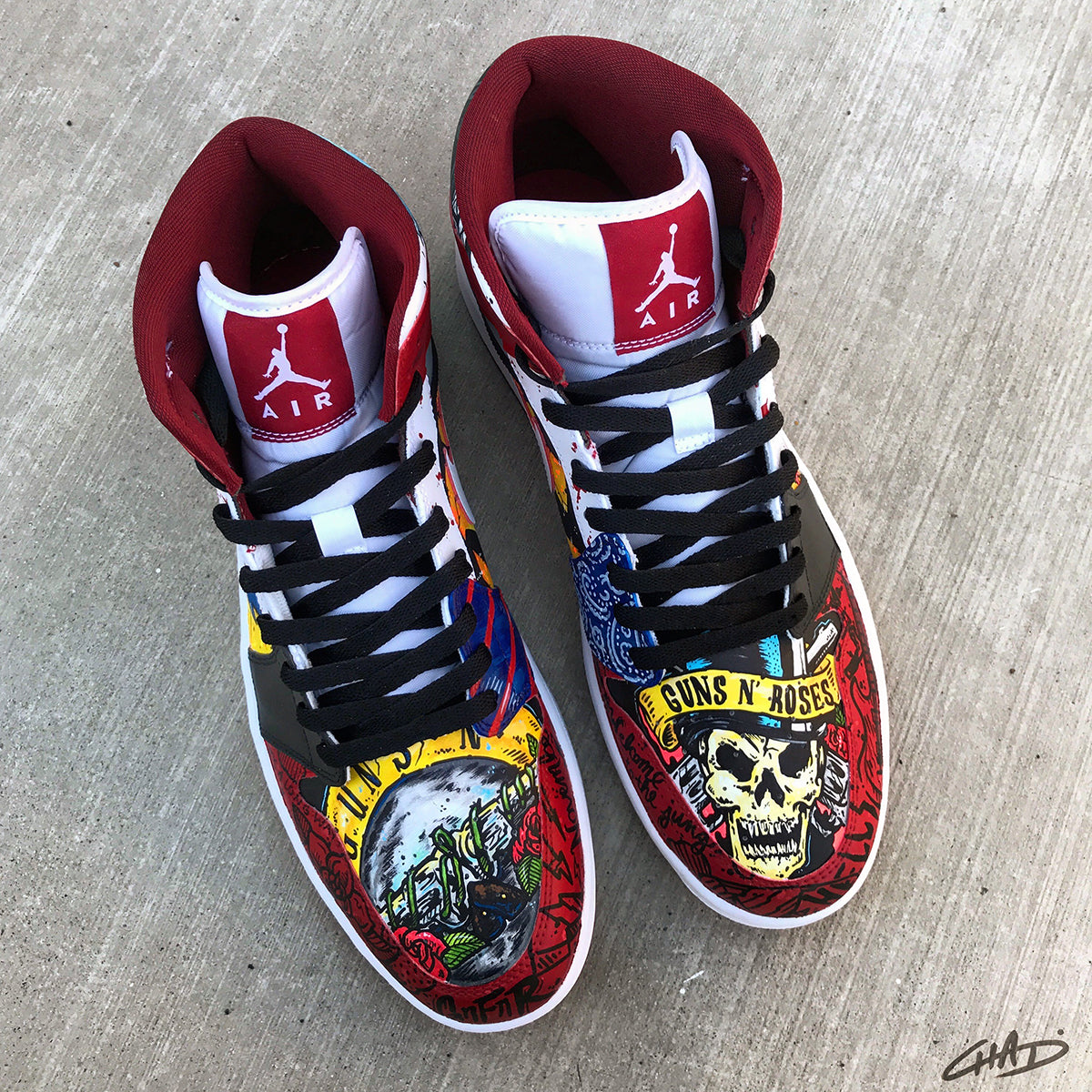 Gods of Rock GNR Custom Hand Painted Jordan Retro 1 Shoes – chadcantcolor